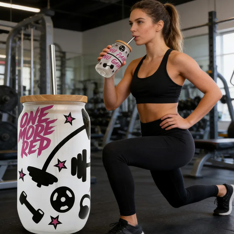 Personalized Gym Water Glasses Fitness Exercise Glass Gym Fuel Workout Motivational Glass Tumbler Birthday Gift for Gym Lover 