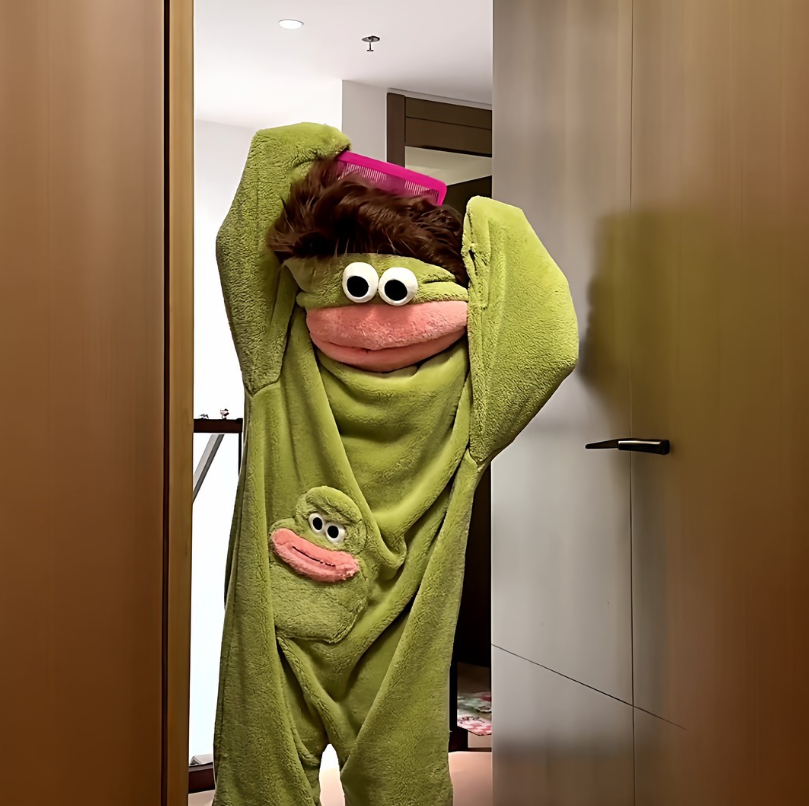 Personalized Funny Googly Eye Monster Frog Onesie with Name, Hooded Wearable Blanket Pajamas, Oversized Plush Fleece Adult Loungewear, Cozy Gag Gift