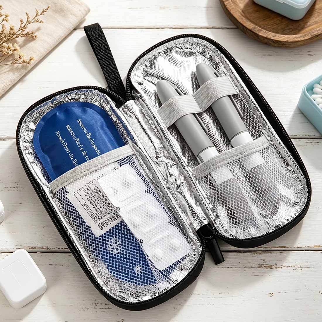 Personalized Birth Flower Insulated Insulin Pen Cooler Travel Case with Name and Ice Pack