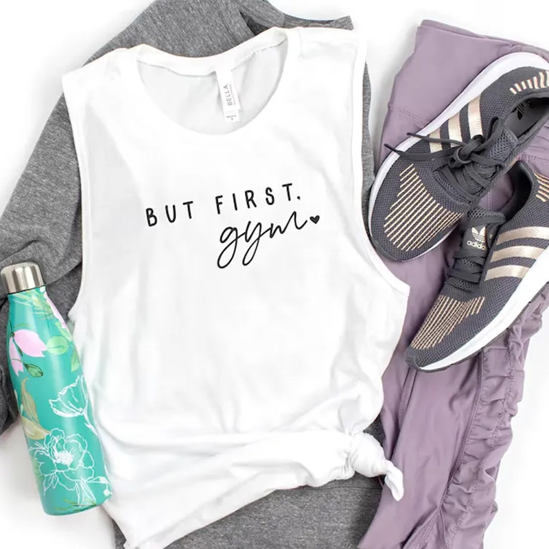 Personalized But First Gym Tank Top Tank Inspirational Workout Gym Top for Gym Lover