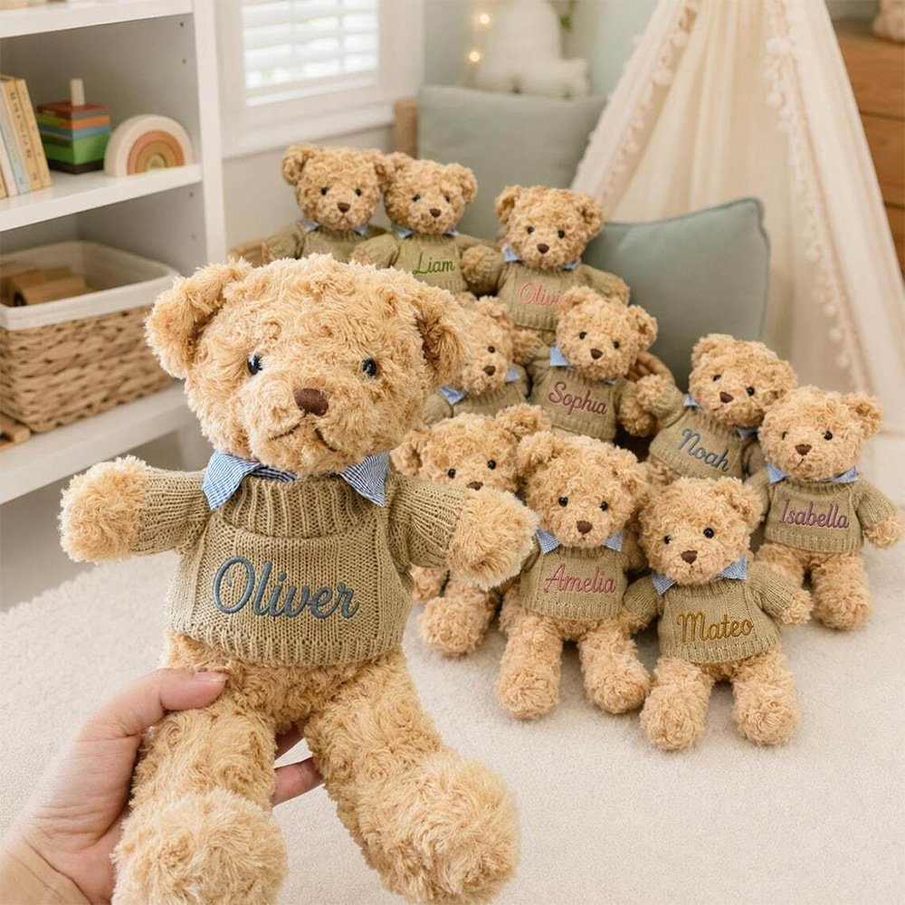 Personalized Embroidered Teddy Bear Plush with Name Baby Shower Gift Newborn Keepsake Birthday Gift