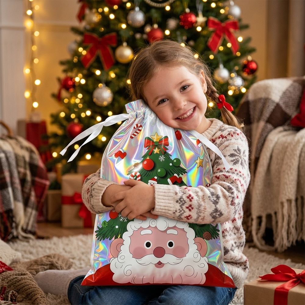 Personalized Santa Suit Gift Sack Large Christmas Present Bag Detail Festive Holiday Storage