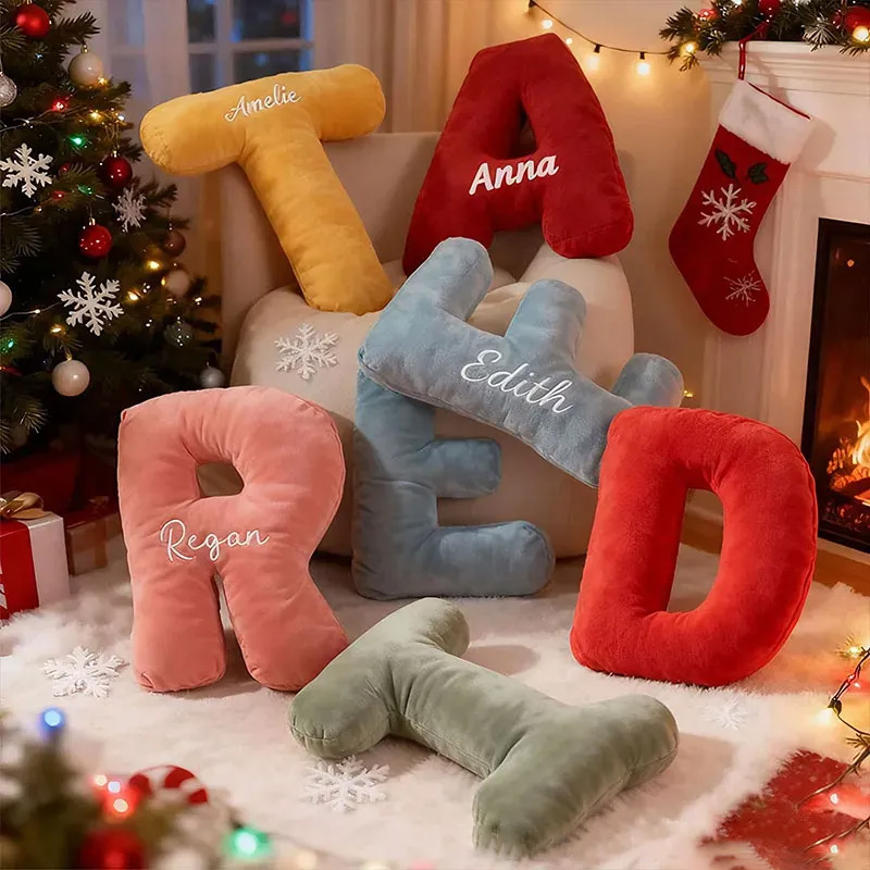Personalized Graphic 3D Print Pillows Letter Shape Pillows Decor Christmas Gifts for Family