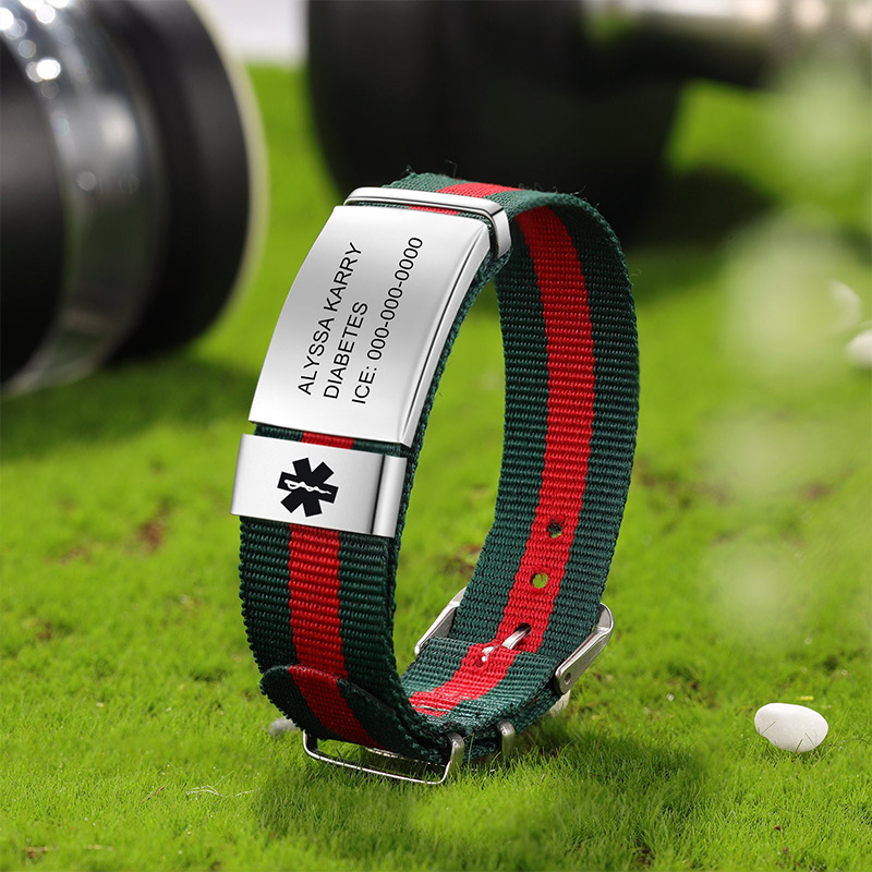 Personalized Waterproof Adjustable Medical Alert Bracelet Custom Medical Rope Bracelet with Engraving ID Medical Bracelets Emergency Jewelry