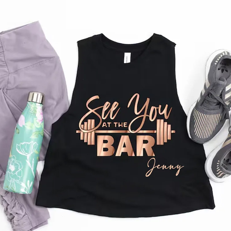 Personalized Gym Tank Tops See You at the Bar Tank Top Funny Workout Cropped Racerback for Gym Lover
