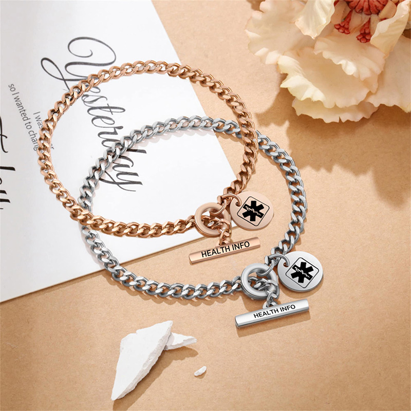 Personalized QR Code Medical Bracelet for Men and Women Emergency Alarm ID Bracelet Gift for Epilepsy Diabetes and Allergy Patients