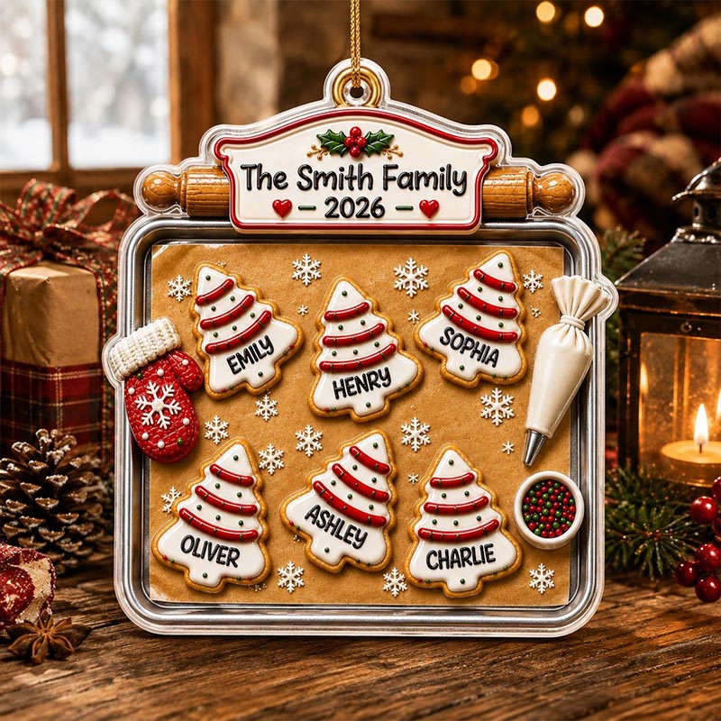 Personalized Family Christmas Cookie Tray Ornament Custom Names Graphic 3D Print Acrylic Baking Keepsake Family Gift for Parents 2026