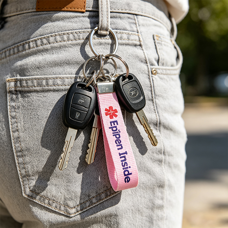 Personalized Type 1 Diabetes Cardiac Patient – On Blood Thinners Medical Alert Keychain Wristlet | Personalized Medical ID Wristlet | Epilepsy Diabetes Allergy Emergency Key Fob
