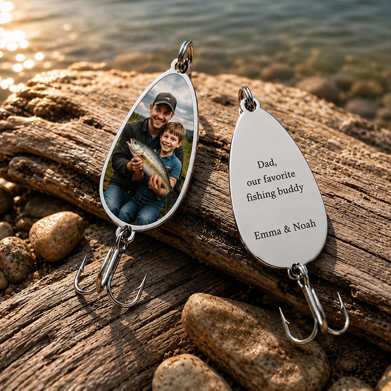 Personalized Photo Fishing Lure Custom Fish Hook Gift for Dad Grandpa Gift Father's Day Keepsake Angler Memorial Gift