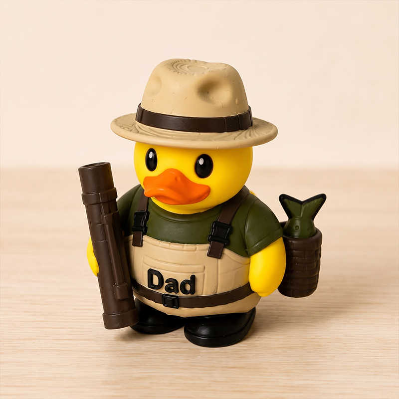 Personalized Fly Fishing Duck Decor Cabin Gift Fisherman Desk Ornament Tackle Box Shelf Accessory Dashboard Figurine Angler Gift Idea for Dad
