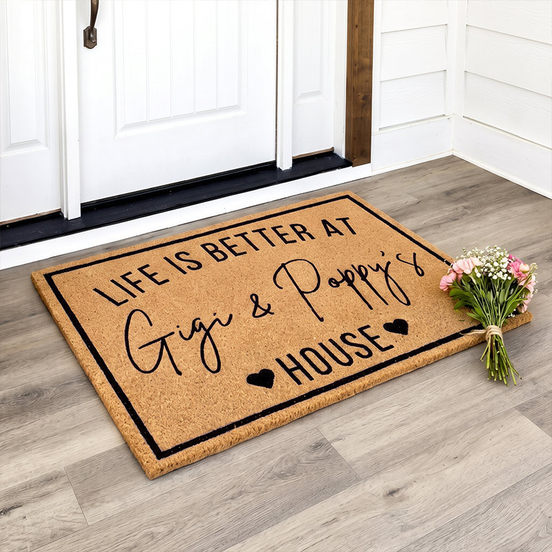 Personalized Life Is Better At Gigi & Poppy's House Doormat Custom Grandparent Gift Housewarming Gift for Nana Papa