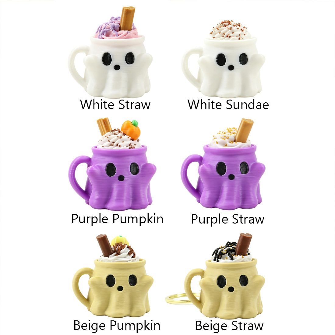 Ghost Ice Cream 3D Printed Keychain Halloween Mug Keyboard Pressing Charm