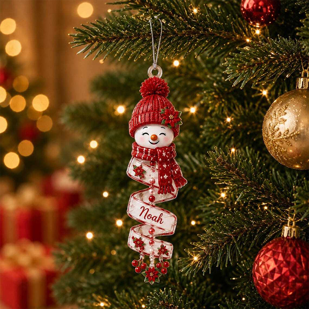 Personalized Christmas Snowman Spiral Ornament Name Snowman Acrylic Ornament Christmas Tree Decor Santa Snowman 2026 Christmas Keepsake