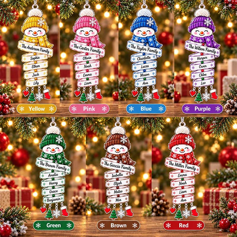 Personalized Snowman Family Acrylic Ornament Custom Family Name Christmas Keepsake 2026 Snowman Kids Ornament Family Holiday Gift