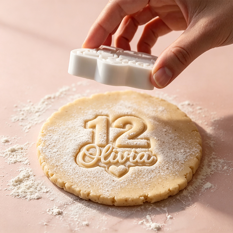 Personalized Name & Age Birthday Cookie Cutter with Stamp, Personalized Number Embosser, Baking Tool