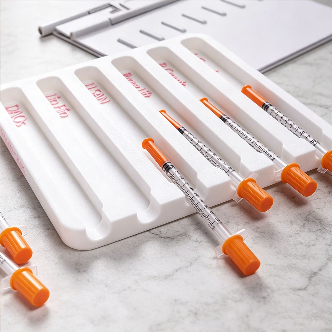 Personalized 3D Printed Injector Neurotoxin Botox Syringe Holder Tray with 5-8 Slots and Text Cosmetic Procedure Tool Gift