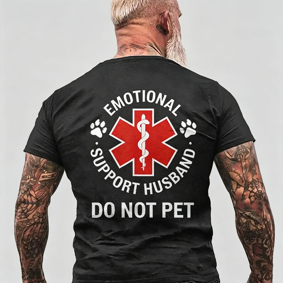 Emotional Support Husband Do Not Pet On Back Mens Tshirt Back Print
