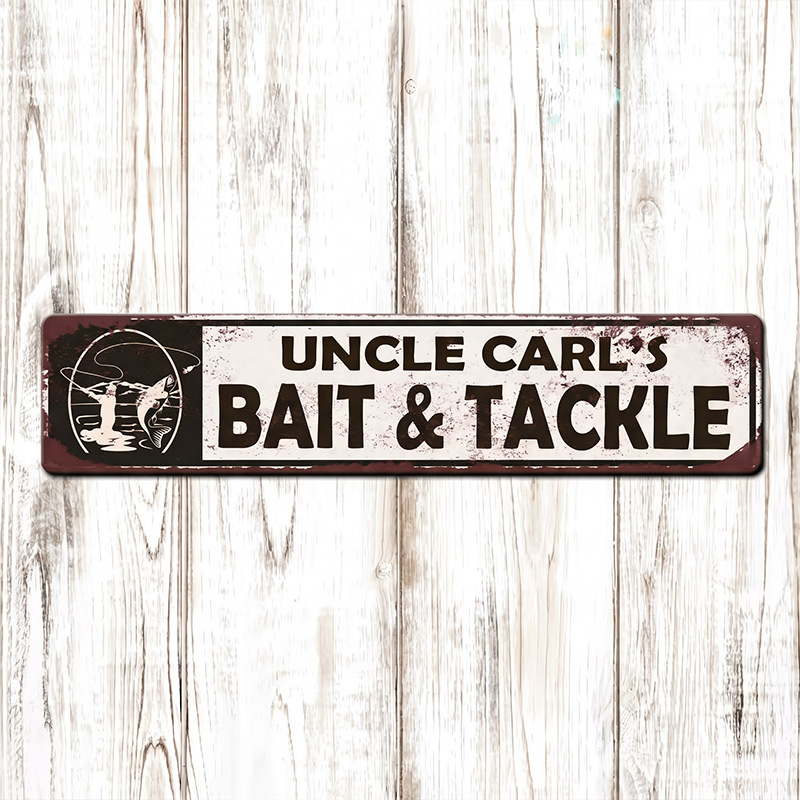 Personalized Fishing Bait and Tackle Sign for Uncle Aunt Papa Family Custom Bait Shop Sign Fishing Gift Tackle Room Sign Fisherman Gift  Aluminum Sign