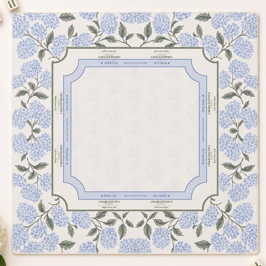 The Hydrangea Garden Preppy Floral Mahjong Mat