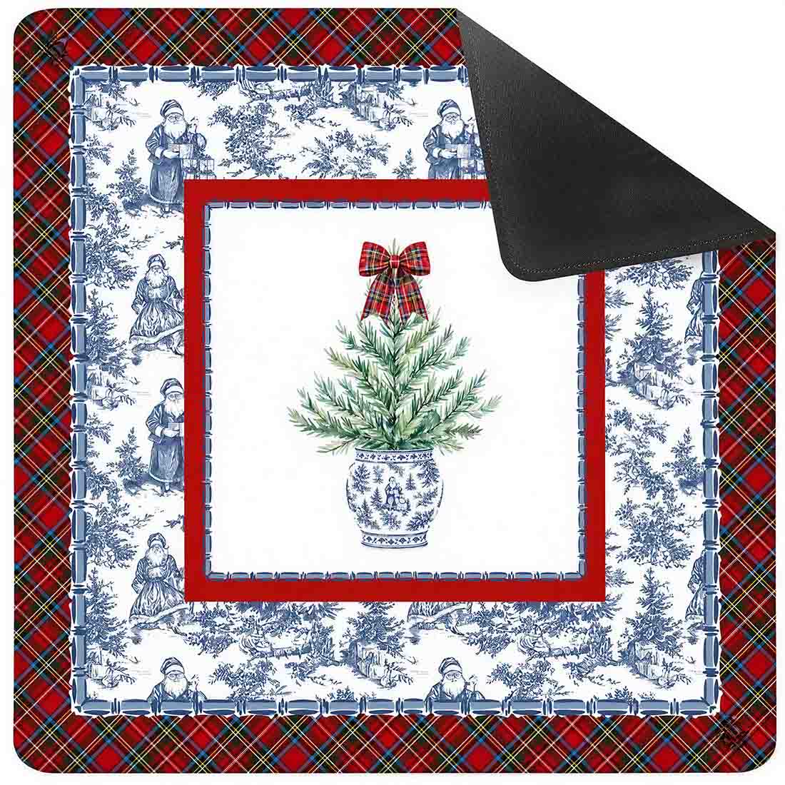 Tartan Toile Noël Mahjong Mat Christmas Mahjong Mat Holiday Mahjong Collection Preppy Tartan Toile Game Mat