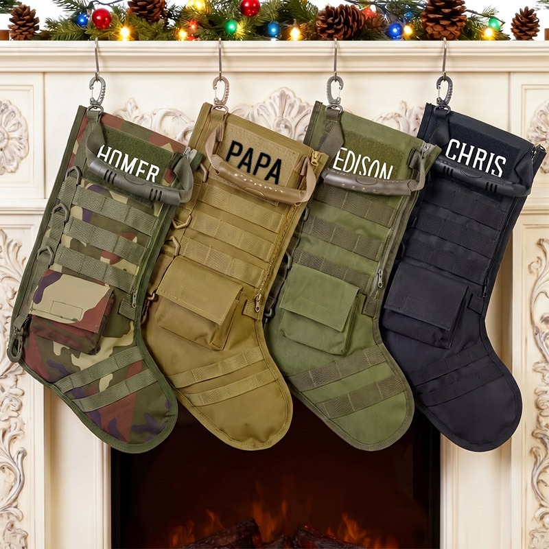 Personalized Tactical Christmas Stockings for Dad Grandpa Custom Camouflage Christmas Stockings Name Christmas Stockings Dog Stockings Gifts for Soldiers Veterans