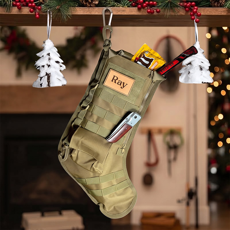 Custom Tactical Christmas Stocking for Papa Christmas Gift for Family The First Responder Military Member Outdoor Lovers