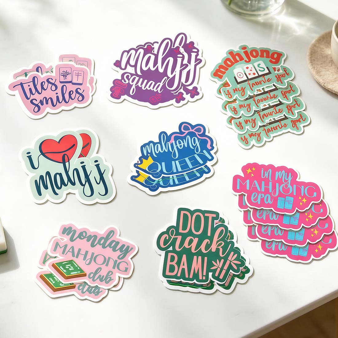 20 Pcs Funny Mahjong Stickers for Prizes Party Gifts
