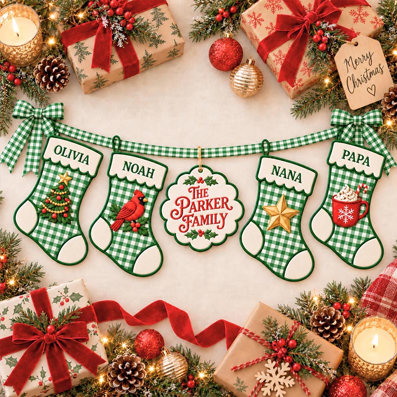 Personalized Embroidered Christmas Stocking Custom Name Mini Stocking Ornament Family Christmas Decor Family Stocking Gift