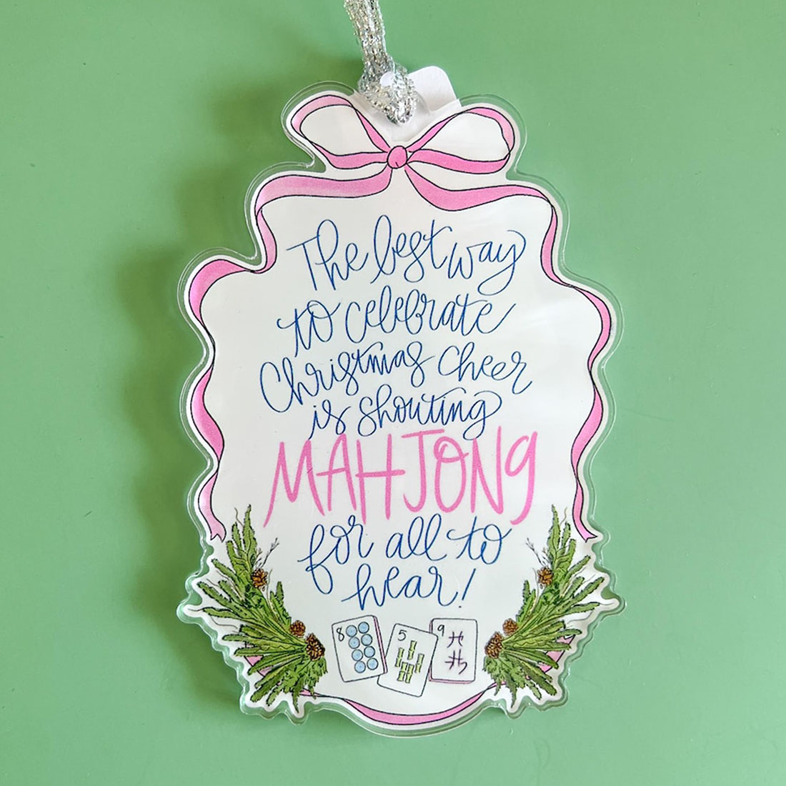 Mahjong Christmas Ornament Funny Holiday Tree Decoration for Mahjong Lovers Gift for Mahjong Players