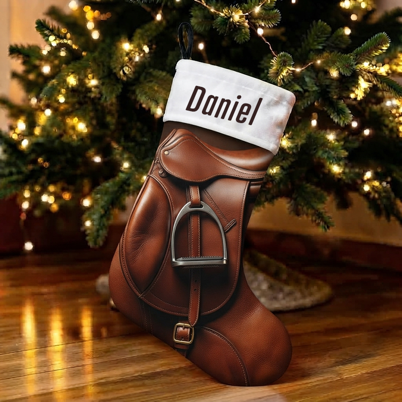 Personalized Horse Tack Bridle Christmas Stocking | Equestrian Rider Gift, Western Farm Xmas Decor