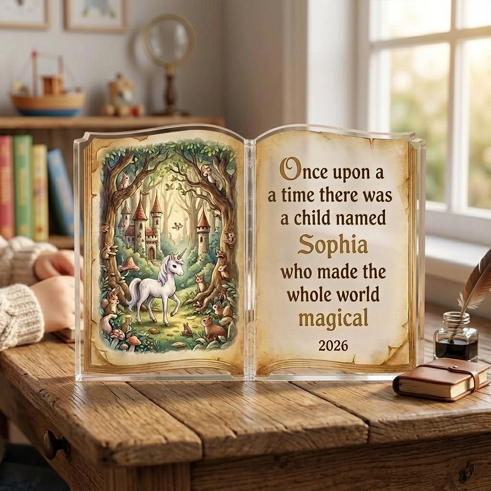 Personalized Fairy Tale Book Acrylic Plaque Custom Child Name Once Upo