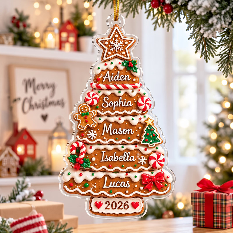 Personalized Gingerbread Family Christmas Ornament Custom Tree Cookie Ornament 2026 Family Christmas Gift Holiday Keepsake Christmas Tree Decor