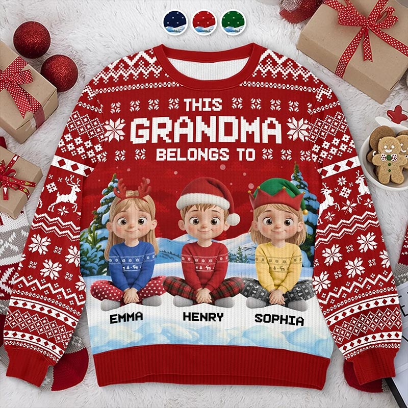 Personalized Ugly Sweatshirt This Grandma Belongs To Custom Christmas Birthday Gifts For Mom Grandma Joyful Hearts Gather This Christmas