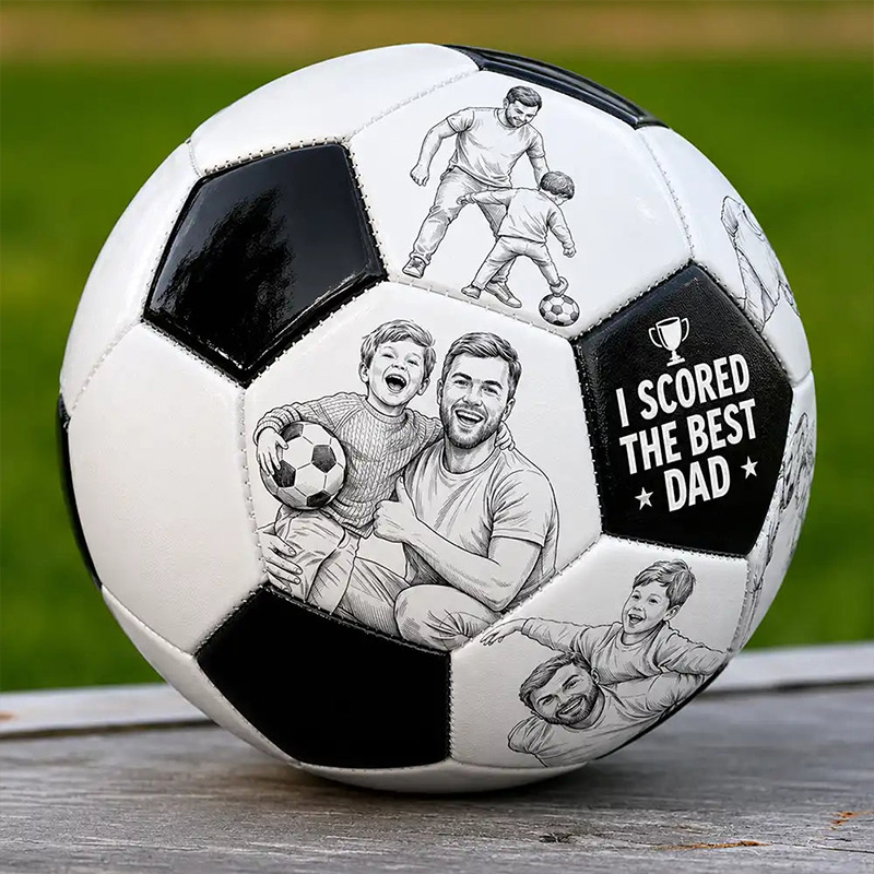 Personalized I Scored The Best Dad Soccer Ball with Photo Pencil Sketch Gift for Dad Soccer Lovers
