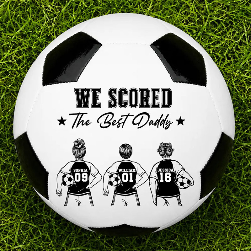 Personalized We Scored The Best Dad Soccer Ball with Kids Backside Line Art Gift for Dad Birthday Father's Day Soccer Lover Gift