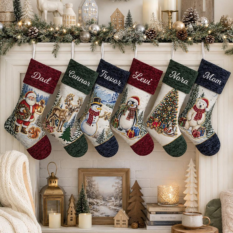 Personalized Christmas Stockings Luxury Vintage Stocking Monogrammed Family Stockings with Name for Holiday Decoration Family Gifts