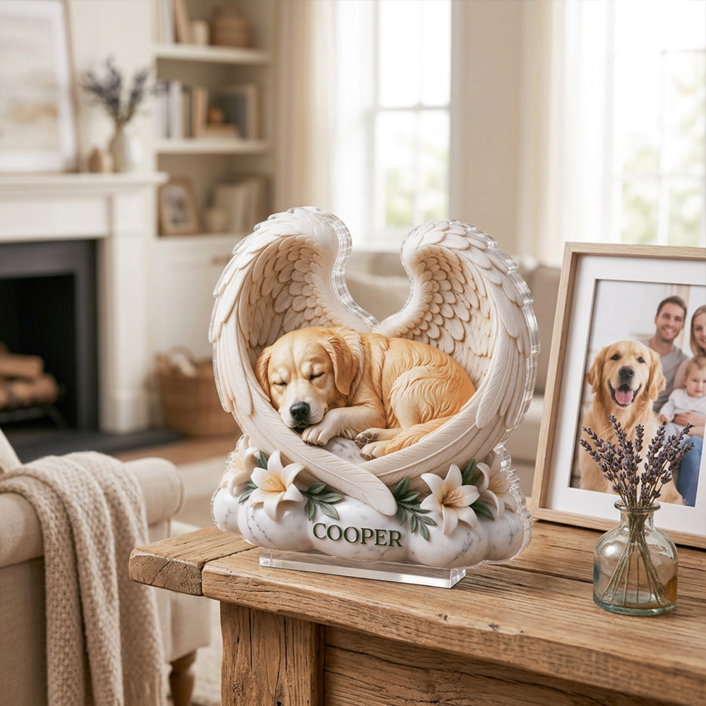 Personalized 3D-Effect Artwork Dog Cat Pet Photo Angel Wings Clear Acr