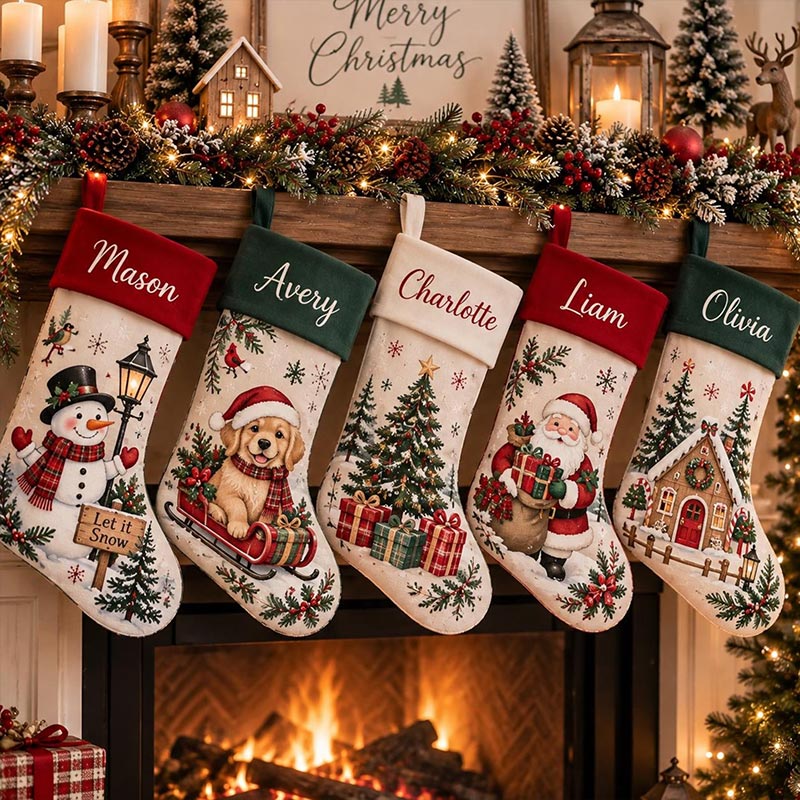 Personalized Christmas Stocking With Name Custom Family Stocking Santa Stocking Holiday Fireplace Decor Christmas Gift For Family