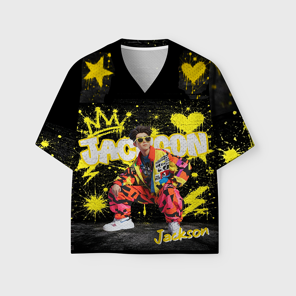 Personalized 3D-Effect Artwork Trendy Graffiti Cartoon Character Photo Soft Mesh Jersey with Name Daily Wear Christmas Holiday Gift for Family Kids