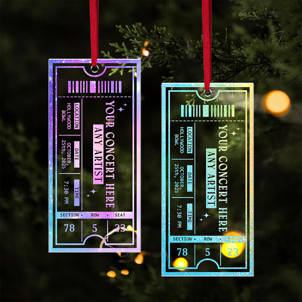 Personalized Concert Ticket Ornament Custom Acrylic Music Keepsake Gifts for Friends Music Lover Gift