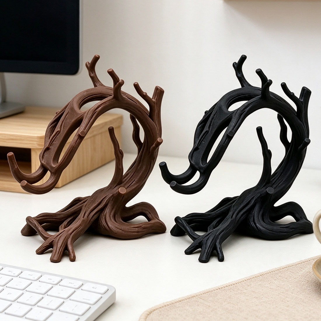 3D Printed Dendritic Phone Stand Unique Driftwood Style Desktop Cell Phone Holder