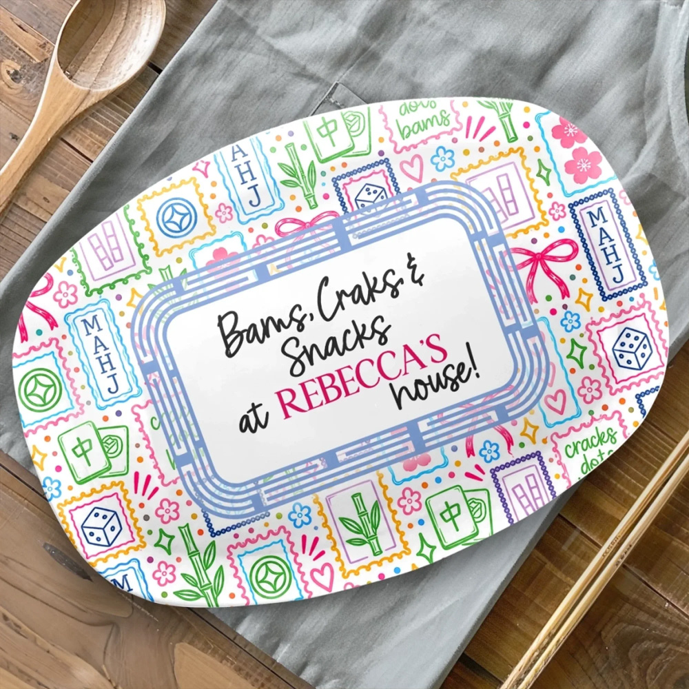 Personalized Platter Custom Name Mahjong Snack Party Gifts