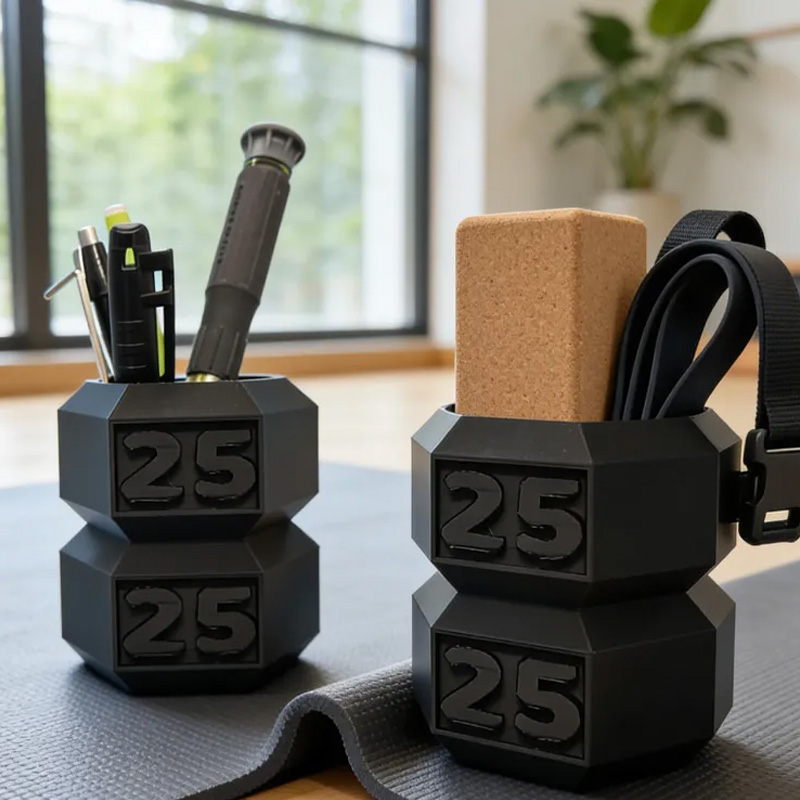 Personalized Multicolor 3D Printed Dumbbell Pencil Holder Stationery Storage Desktop Decor Fitness Desk Organizer Birthday Gift for Gym Lover