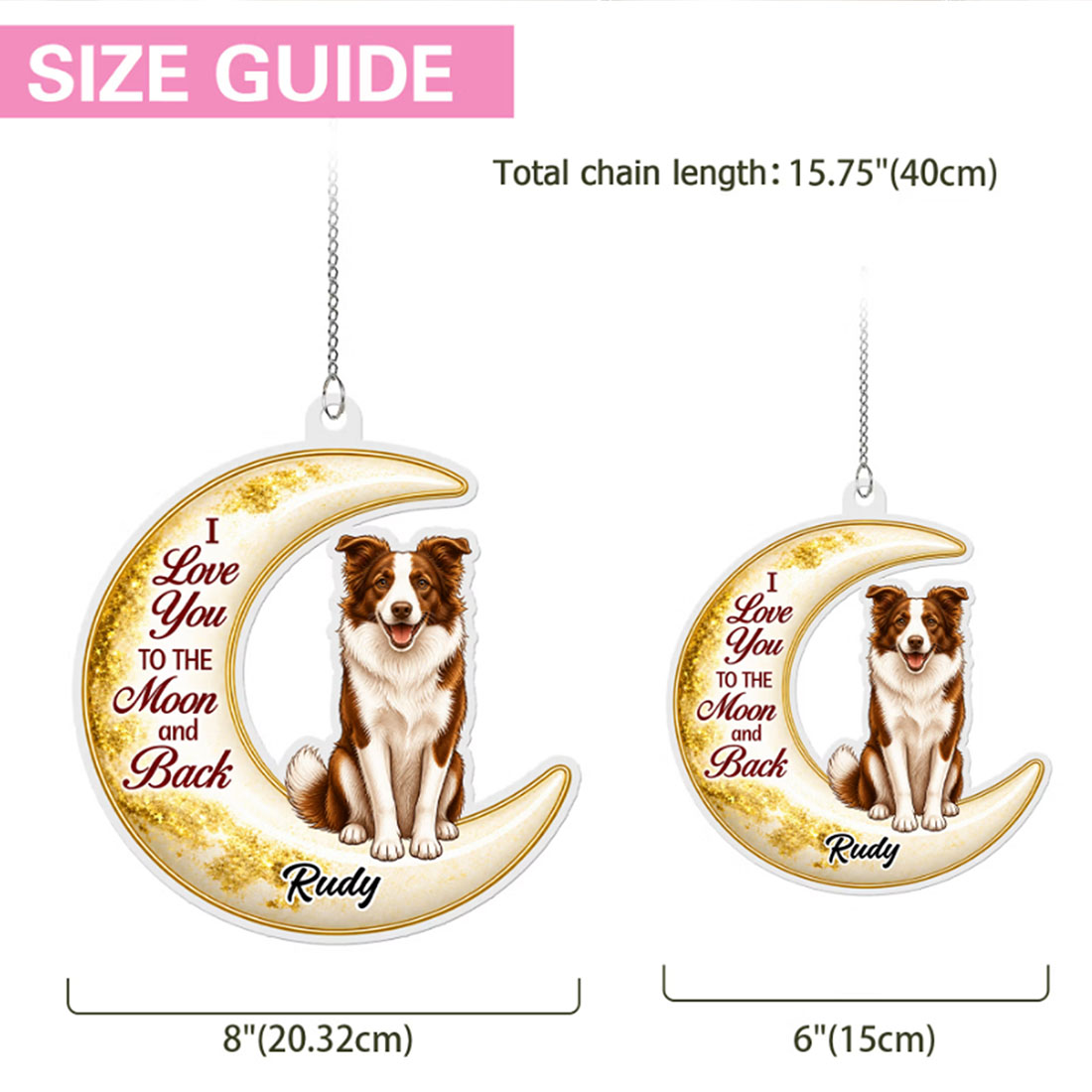 Personalized Pet Moon Hanging I love You to the Moon and Back Acrylic Ornament with Name Christmas Gift for Family Pet Owner