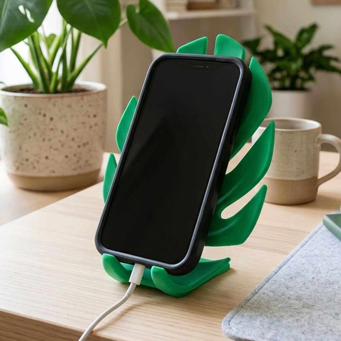 Monstera Leaf Phone Stand Tropical Plant Leaf Cell Phone Holder for Desk