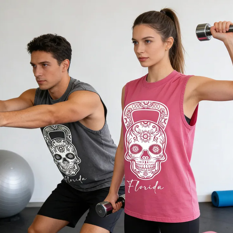 Personalized Gym Couple Classic Tank  Kettlebell Skull Gym Shirt Valentines Day Gym Shirt Workout Tank Top Couples Shirt Workout Couples Gym Shirt Gym Gifts