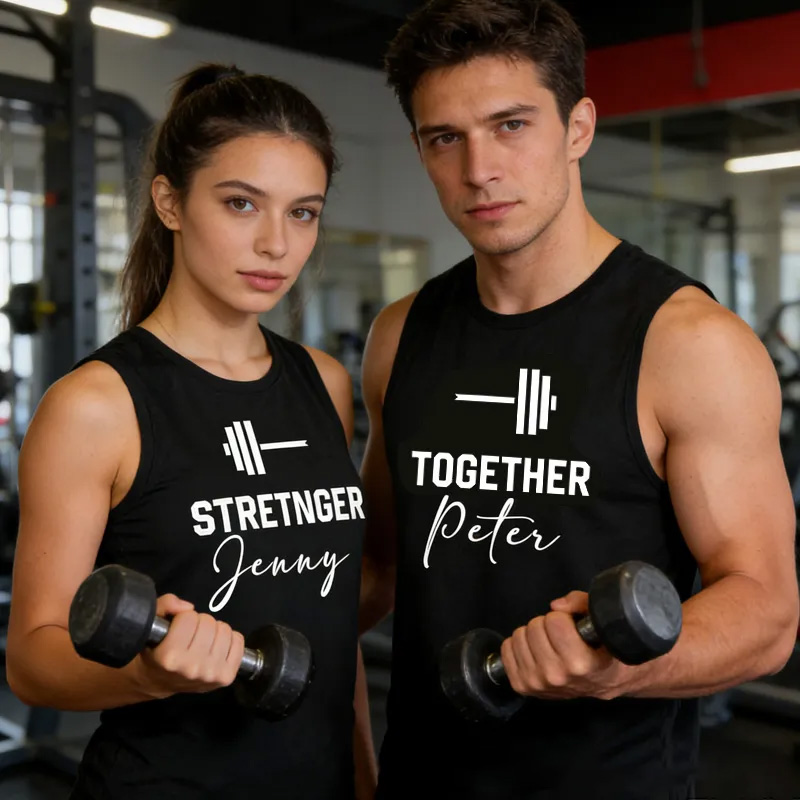 Personalized Gym Couple Classic Tank Stronger Together Matching Shirt Valentines Day Gym Shirt Workout Tank Top Couples Shirt Workout Couples Gym Shirt Gym Gifts