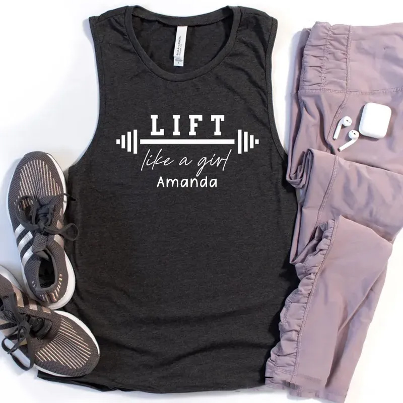 Personalized Gym Tank Tops Lift Like A Girl Muscle Tank for Fitness Motivation Gym Lover