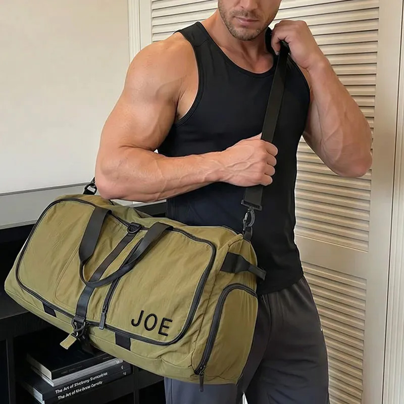 Personalized Fitness Large Capacity Gym Bag with Embroidery Custom Name for Gym Lovers 