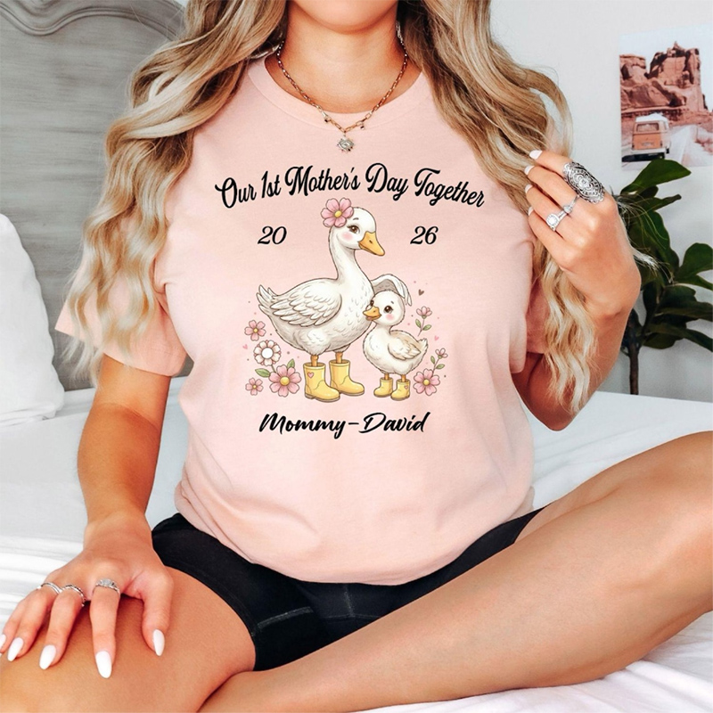 Personalized Mama Shirt Name Our First Mothers Day New Mom Goose Shirt First Mothers Day Gift Mommy And Baby Matching